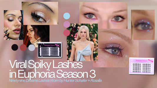 Moodboard featuring Jules’ Euphoria Season 3 wedding look with Ninetynine Dreams anime-inspired lashes and dreamy ethereal aesthetic
