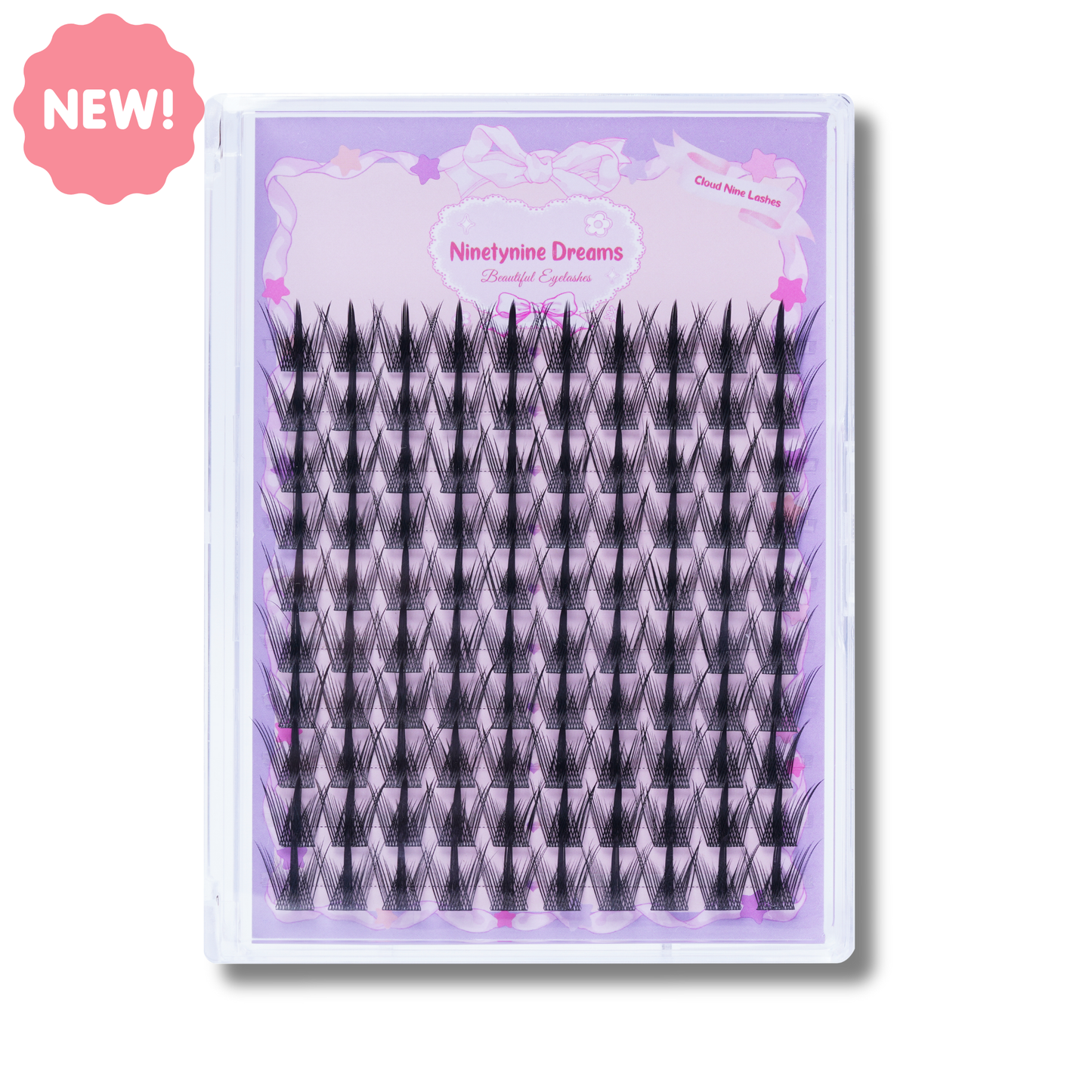 Ninetynine Dreams Cloud Nine Lashes – reusable individual cluster lashes in pink and lavender packaging