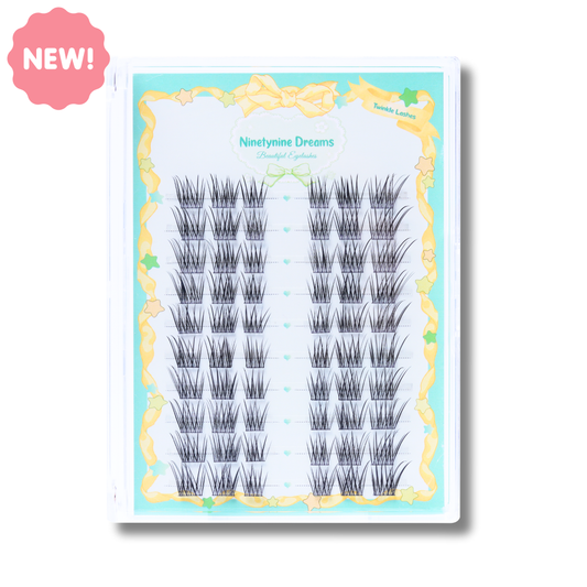 Ninetynine Dreams Twinkle Lashes 100-piece tray of natural cluster lashes with cat-eye and wispy style
