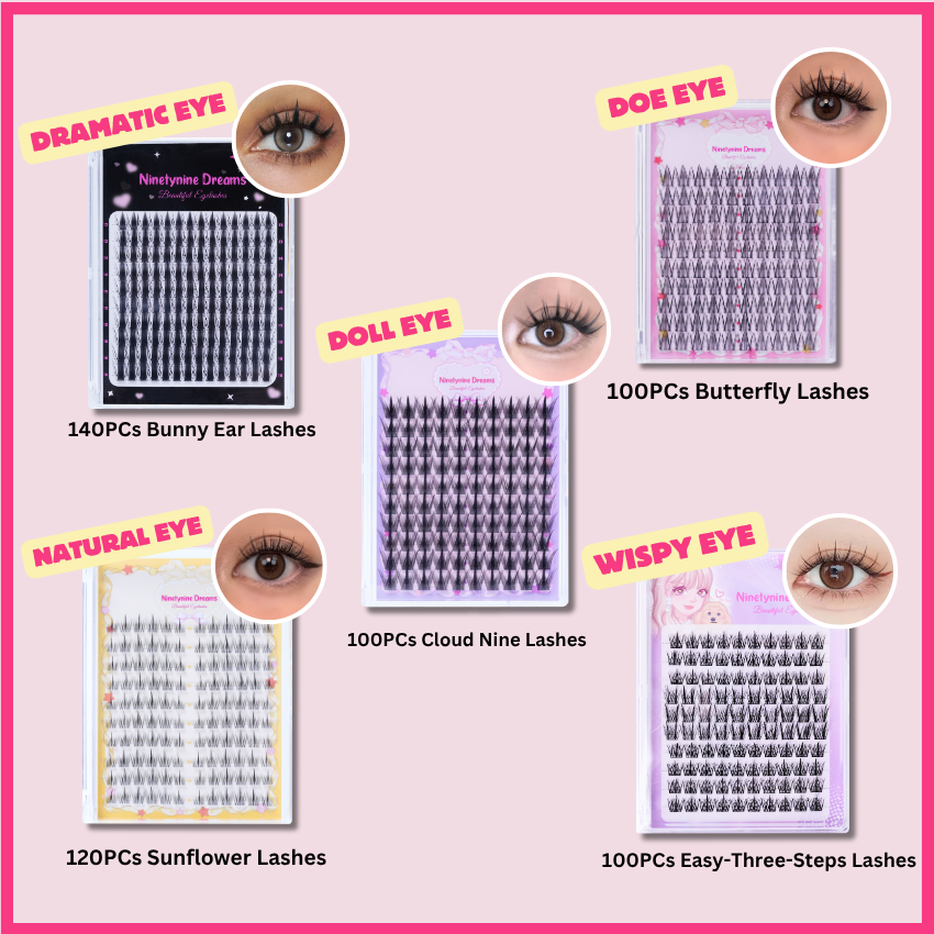 560PCs Ninetynine Dreams Manhua Lashes Bundle - Easy-Three-Steps, Cloud Nine, Butterfly, Sunflower, Bunny Ear