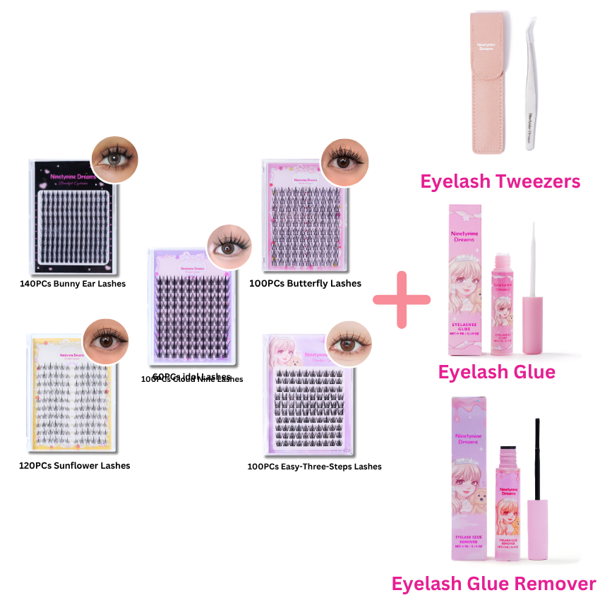 560PCs Ninetynine Dreams Manhua Lashes Bundle - Easy-Three-Steps, Cloud Nine, Butterfly, Sunflower, Bunny Ear