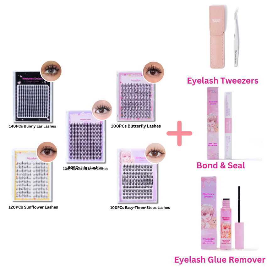 560PCs Ninetynine Dreams Manhua Lashes Bundle - Easy-Three-Steps, Cloud Nine, Butterfly, Sunflower, Bunny Ear