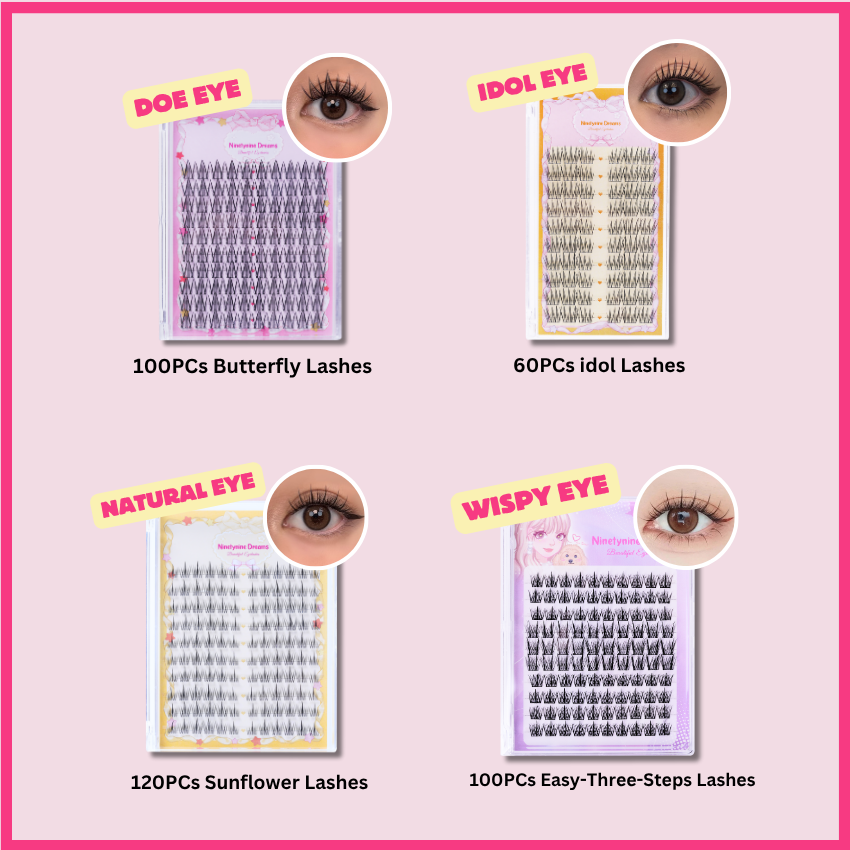 380PCs Ninetynine Dreams Manhua Lashes Bundle - idol, Easy-Three-Steps, Butterfly, Sunflower