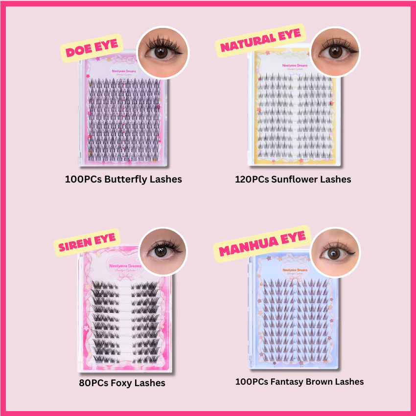 ♡ 400PCs Ninetynine Dreams Manhua Lashes Bundle - Foxy, Sunflower, Butterfly, Fantasy Brown