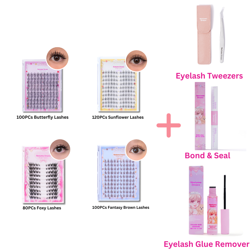 ♡ 400PCs Ninetynine Dreams Manhua Lashes Bundle - Foxy, Sunflower, Butterfly, Fantasy Brown