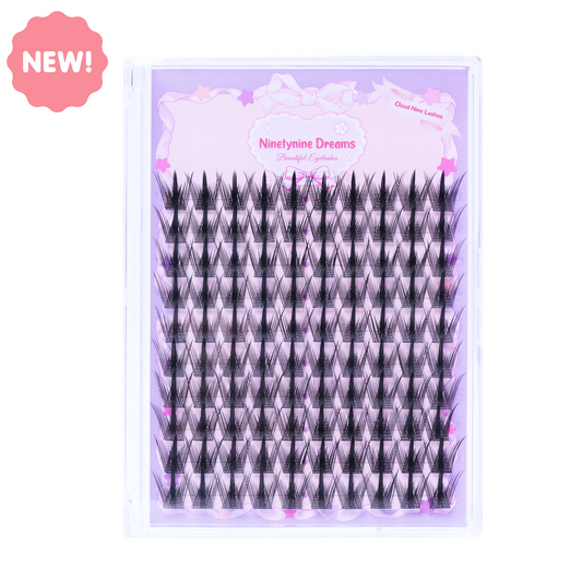 Ninetynine Dreams Cloud Nine Lashes – reusable individual cluster lashes in pink and lavender packaging