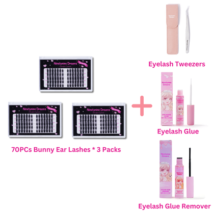 70PCs Bunny Ear Lashes