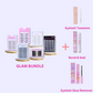 Ninetynine Dreams Glam Lash Bundle featuring all 6 lash styles, along with essential accessories: lash tweezers, Bond and Seal, and lash remover. 