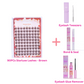 One pack of 90PCs Starluxe Brown lashes displayed alongside purple tweezers, Bond and Seal, and lash remover, showcasing a complete lash application kit with elegant tools and premium lashes.