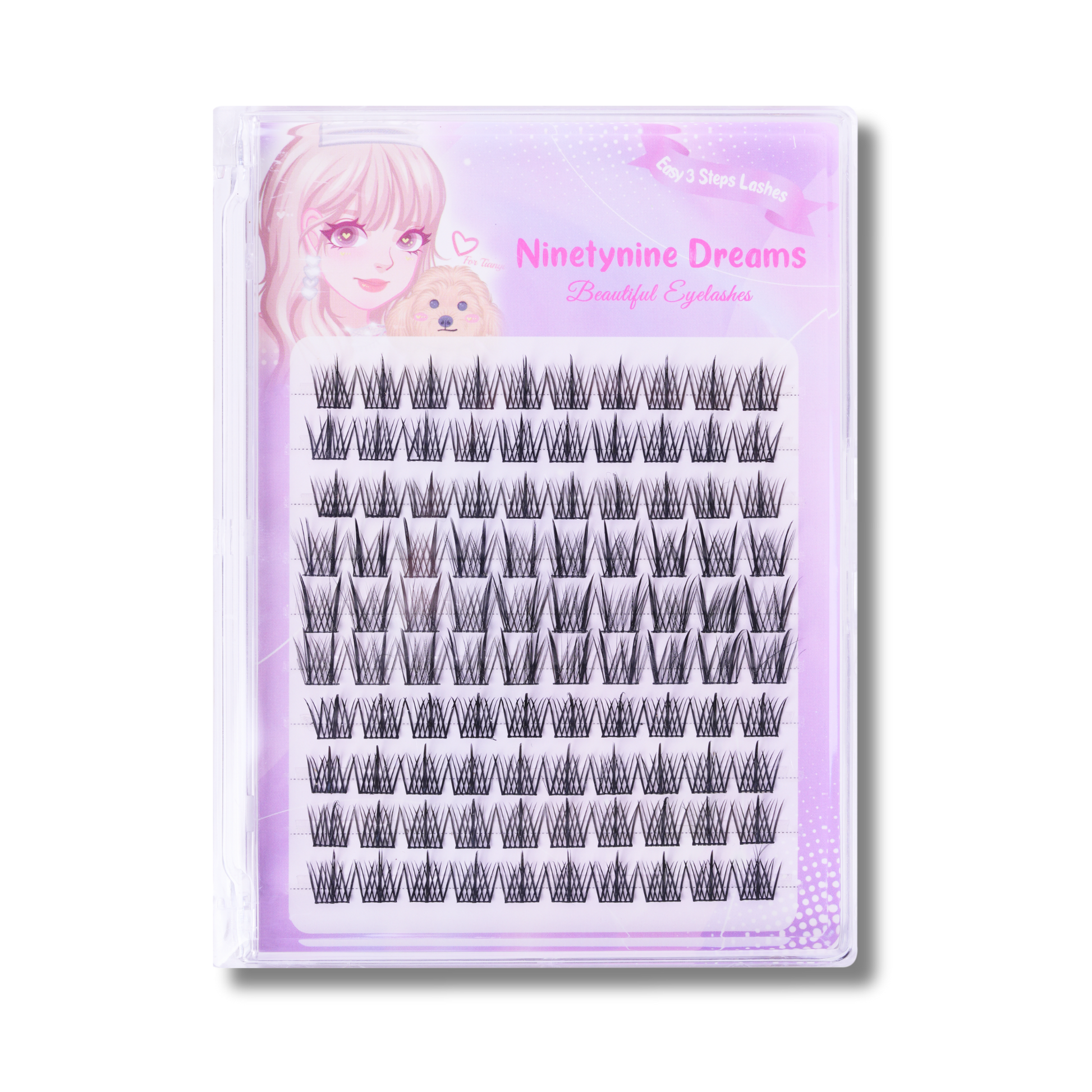 Front view of Ninetynine Dreams Easy 3 Steps Lashes showcasing casing and lashes