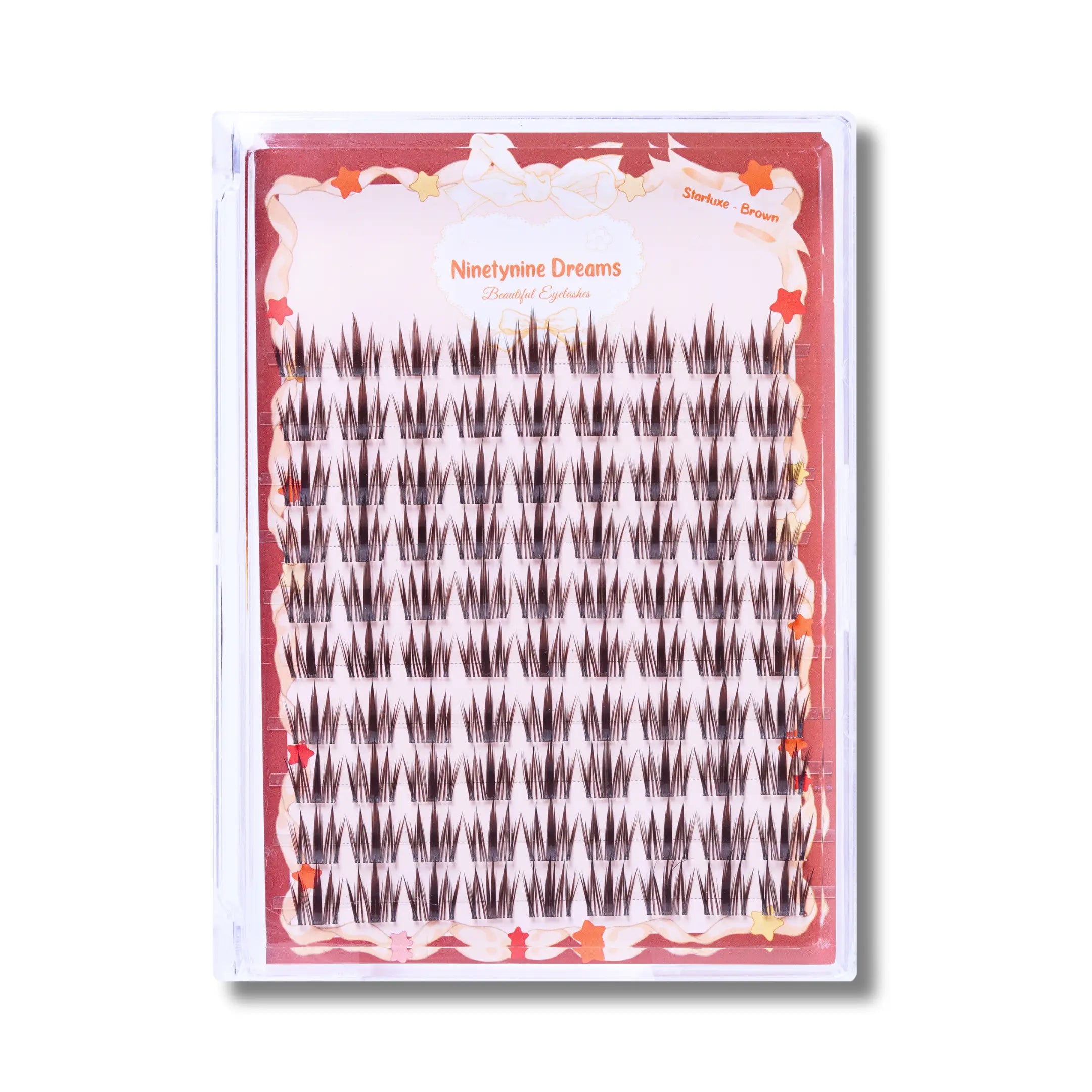 Front view of Ninetynine Dreams Starluxe - Brown Lashes showcasing casing and lashes