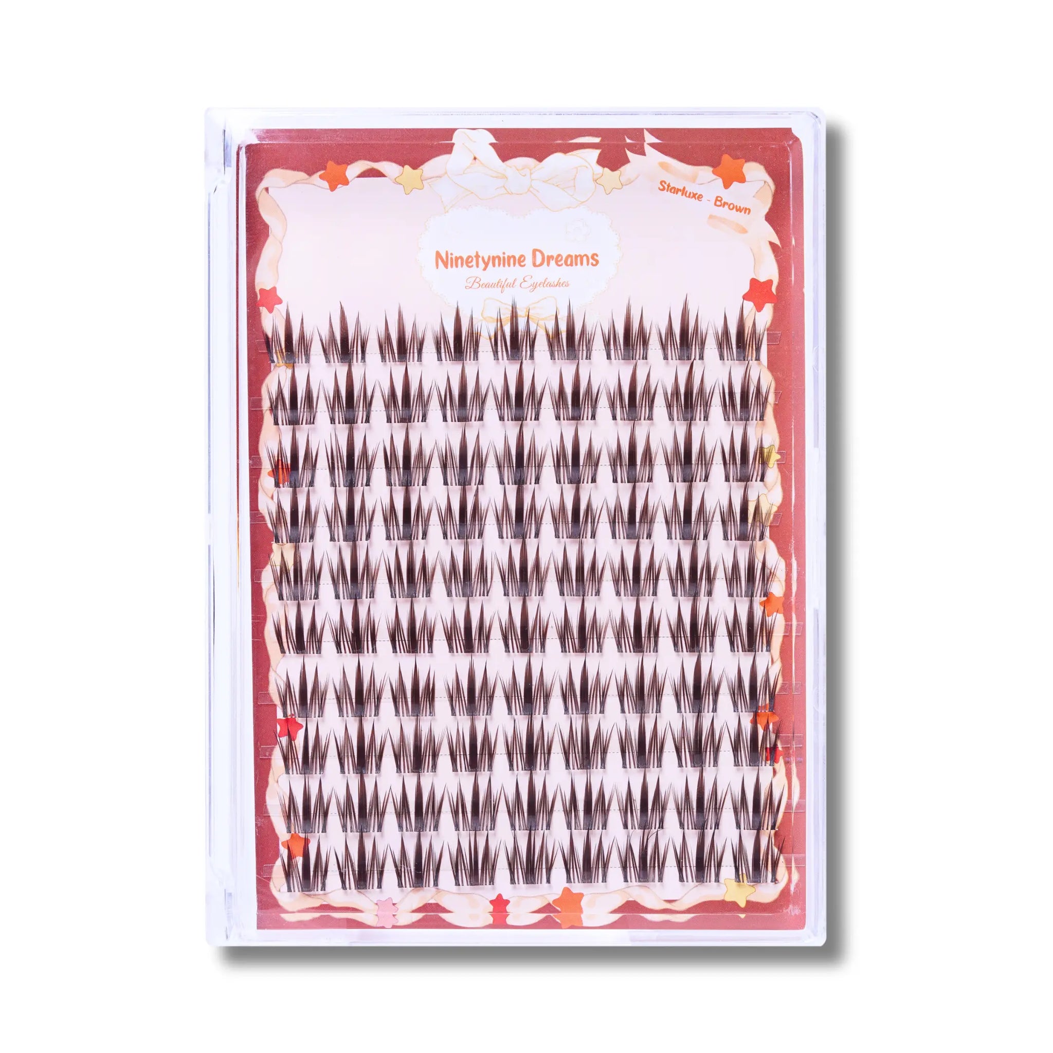Front view of Ninetynine Dreams Starluxe - Brown Lashes showcasing casing and lashes