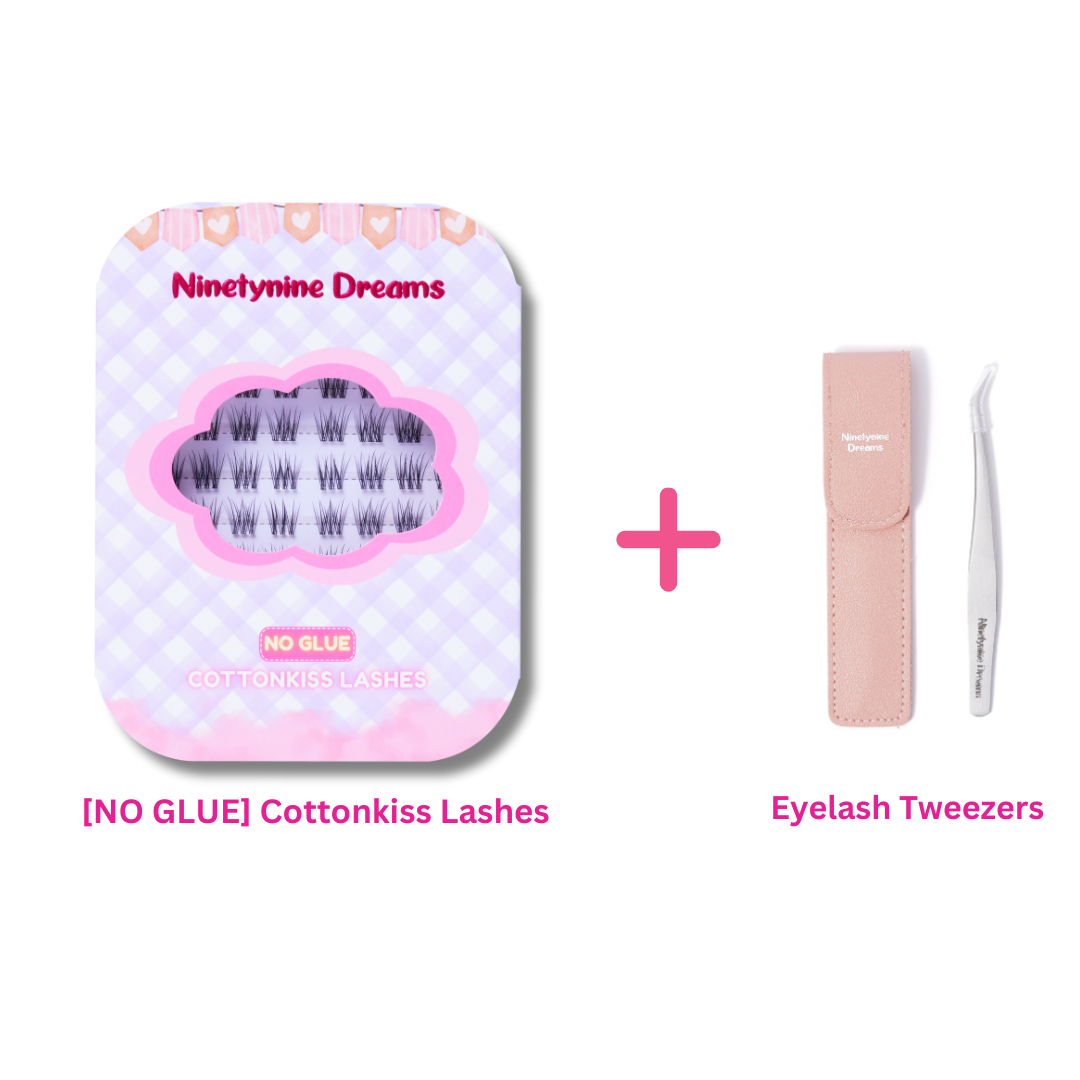 No Glue Cottonkiss Lashes bundle with lash tweezers