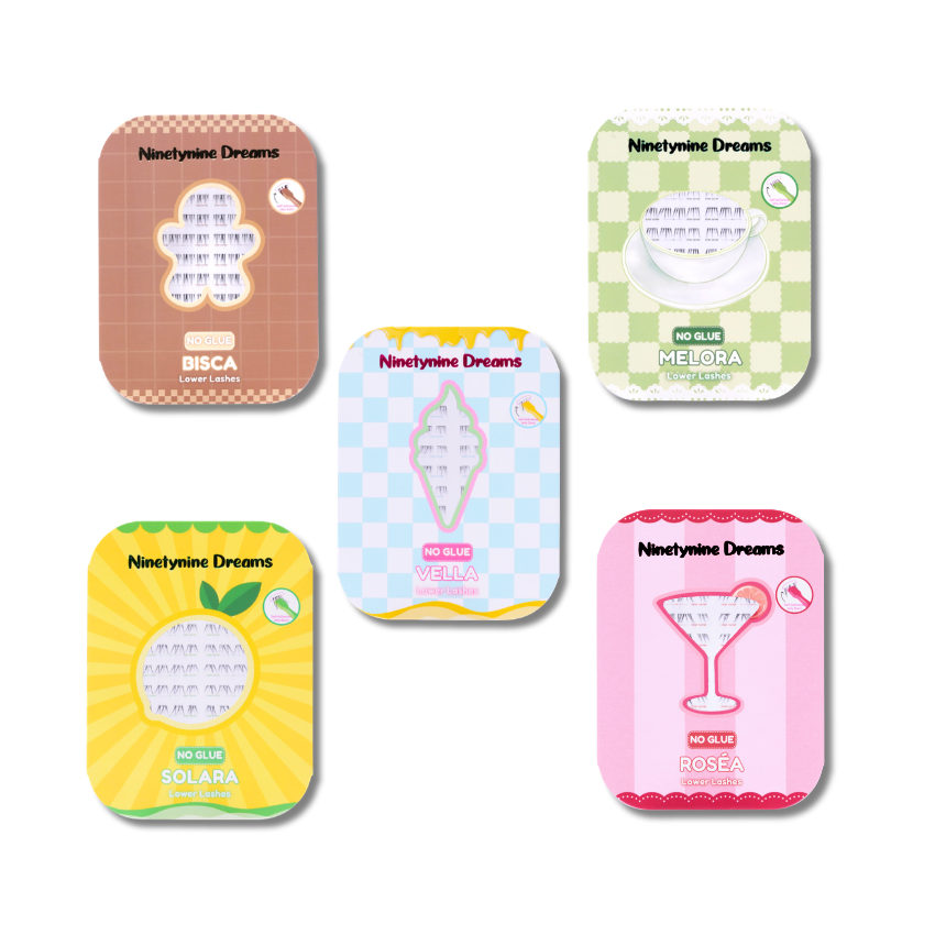EverGlow No Glue Lower Lashes Bundle including all five lash styles.
