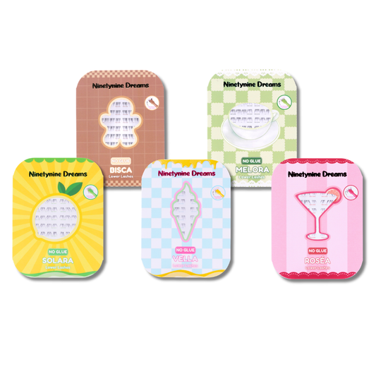 Everglow No Glue Lower Lashes Bundle featuring all five lash styles by Ninetynine Dreams.