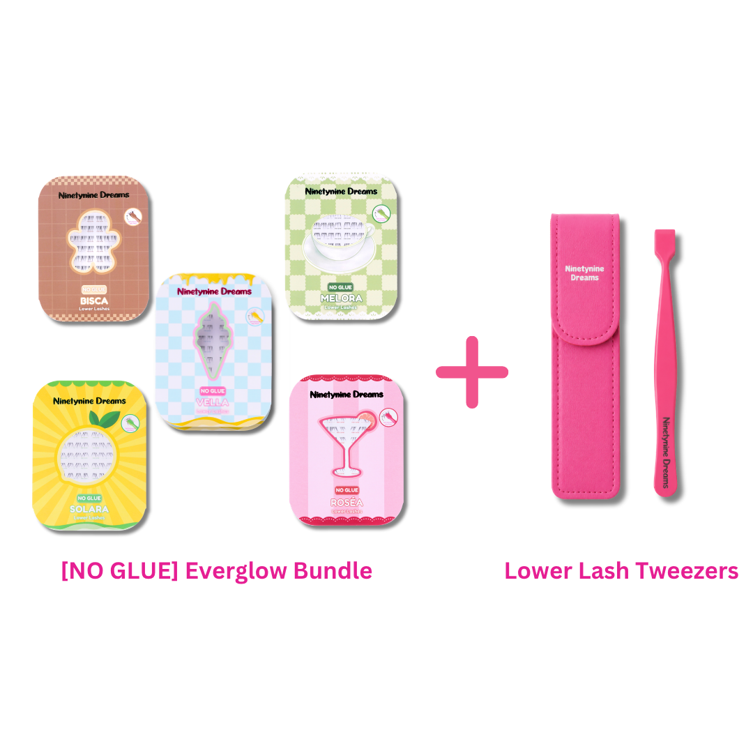 EverGlow No Glue Lower Lashes Bundle with precision lash tweezers included.