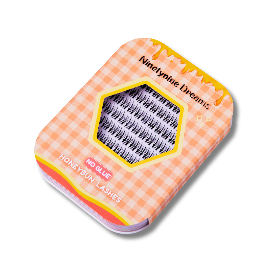 Angled view of No Glue Honeybun Lashes packaging