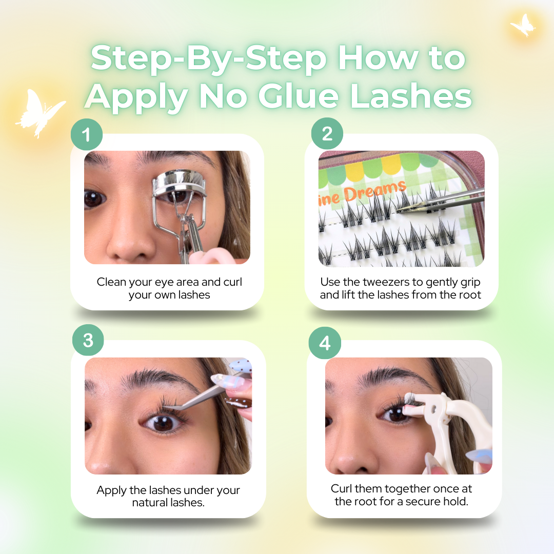 Step-by-step tutorial for applying No Glue Auradream Lashes