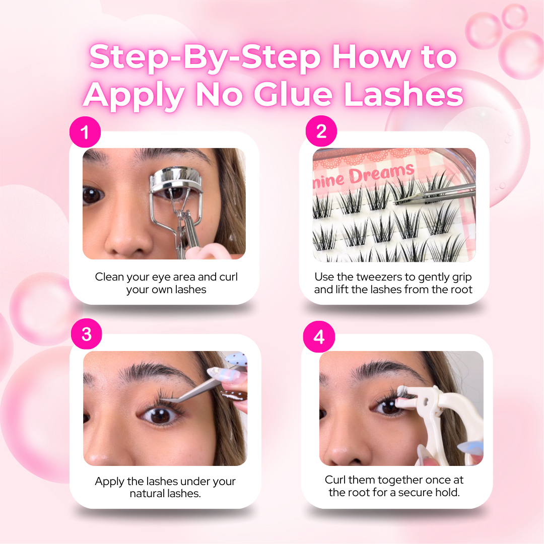 Step-by-step tutorial for applying No Glue Sugarpluff Lashes