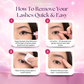 Step-by-step instructions for safely removing lash clusters using lash remover after wearing Black Bond & Seal.