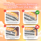 Guide showing how to correctly remove No Glue Honeybun Lashes from lash tray