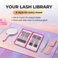 Manhua lash clusters book with mirror showing mix and match lash styles for natural to dramatic anime lash looks