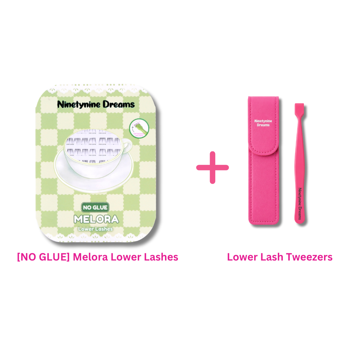 Melora No Glue Lower Lashes with precision lash tweezers.