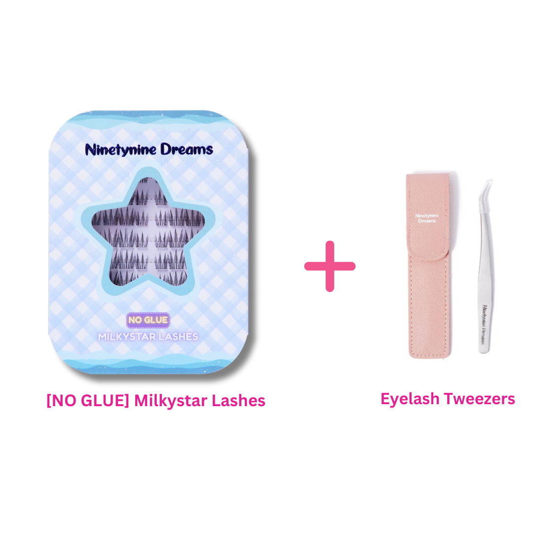 No Glue Milkystar Lashes bundle with lash tweezers