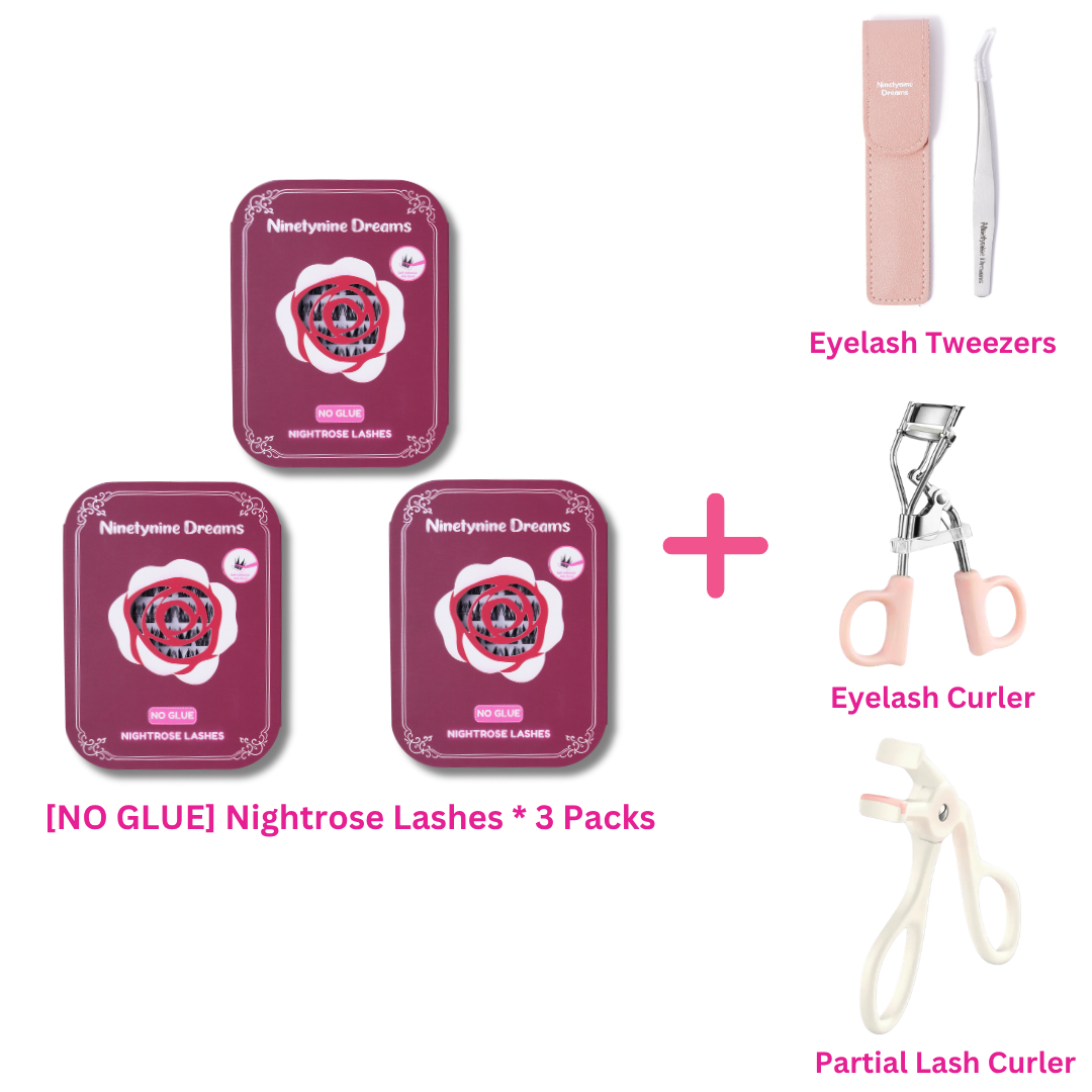 pack-curler-bundle.jpg
Three-pack bundle of [NO GLUE] Nightrose self-adhesive cluster lashes with a partial lash curler and eyelash curler.