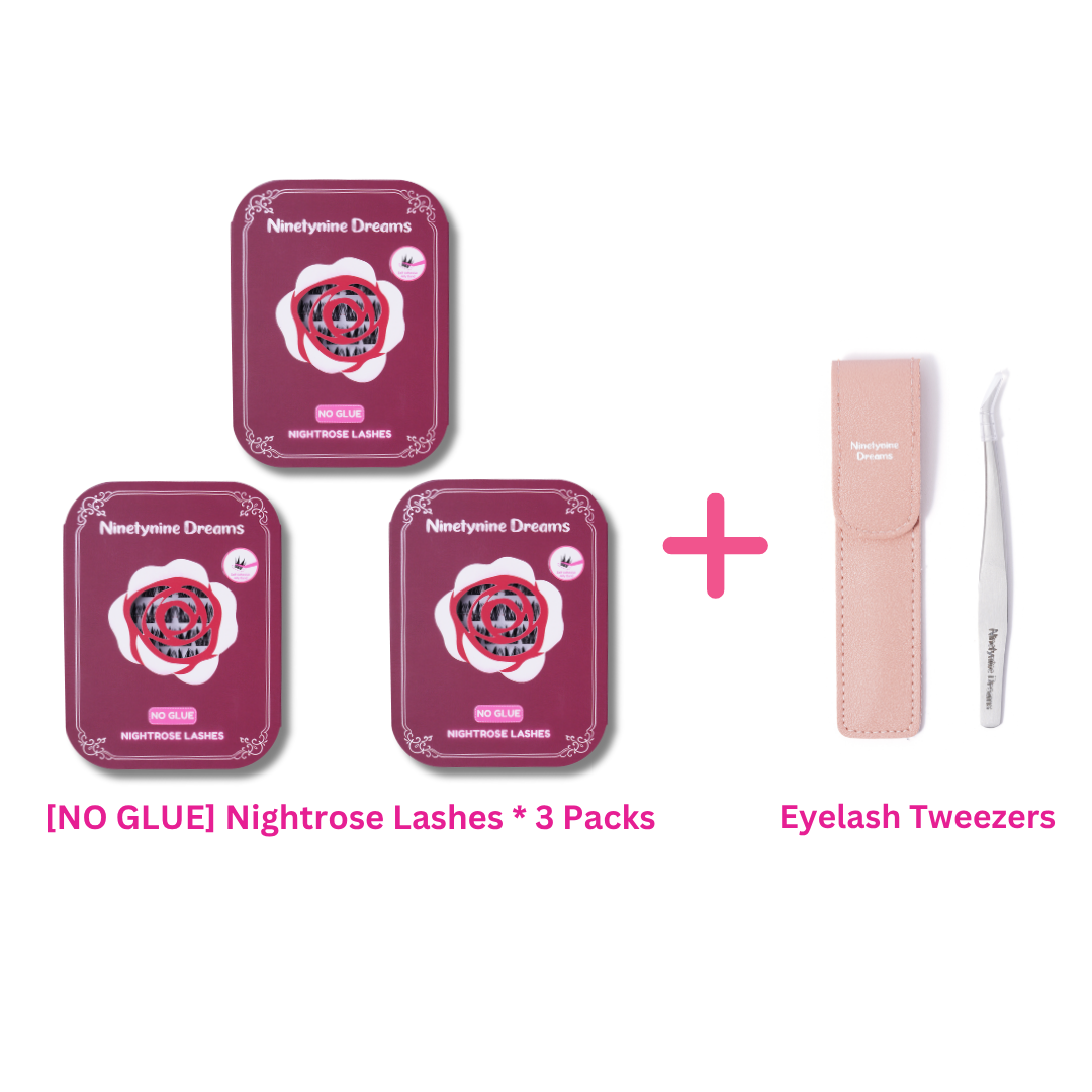 pack-tweezers-bundle.jpg
Three-pack bundle of [NO GLUE] Nightrose self-adhesive cluster lashes with precision eyelash tweezers.