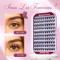 Before and after wearing [NO GLUE] Nightrose self-adhesive cluster lashes, showing a dramatic eye-enhancing effect.