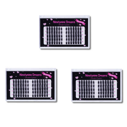 Ninetynine Dreams Bunny Ear Lashes – 3 pack photo. premium cluster false eyelashes in black, wispy and lightweight lash extensions for natural, fluffy volume.