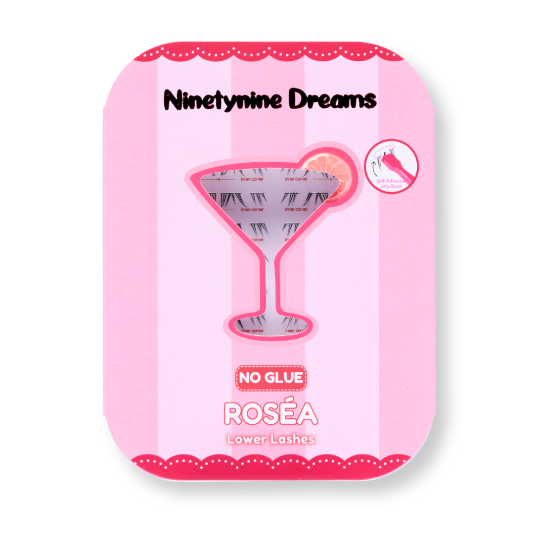Ninetynine Dreams No Glue Rosea Lower Lashes self-adhesive lower lash pack with pink cherry-inspired packaging