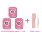 Three-pack bundle of [NO GLUE] Afterblush self-adhesive cluster lashes with precision eyelash tweezers.