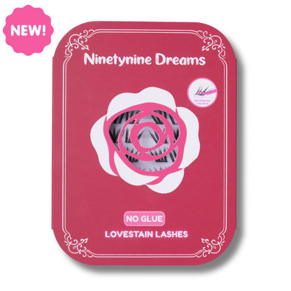 [NO GLUE] Lovestain self-adhesive cluster lashes in the signature reusable storage case.