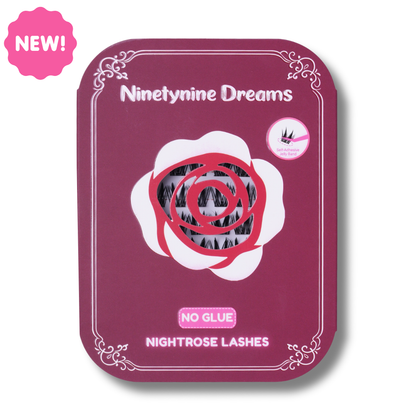 [NO GLUE] Nightrose self-adhesive cluster lashes featuring a dramatic wispy lash style with a reusable self-adhesive jelly band.
