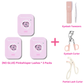 Three-pack bundle of [NO GLUE] Pinkwhisper self-adhesive cluster lashes with eyelash tweezers, an eyelash curler, and a partial eyelash curler.