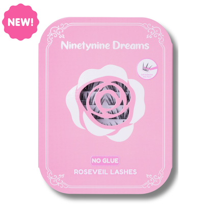 [NO GLUE] Roseveil self-adhesive cluster lashes in the signature reusable storage case.