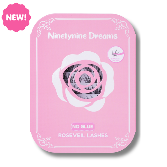 [NO GLUE] Roseveil self-adhesive cluster lashes in the signature reusable storage case.