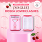Roséa No Glue Lower Lashes overview showing lash style, reusable lash bands, and product details.