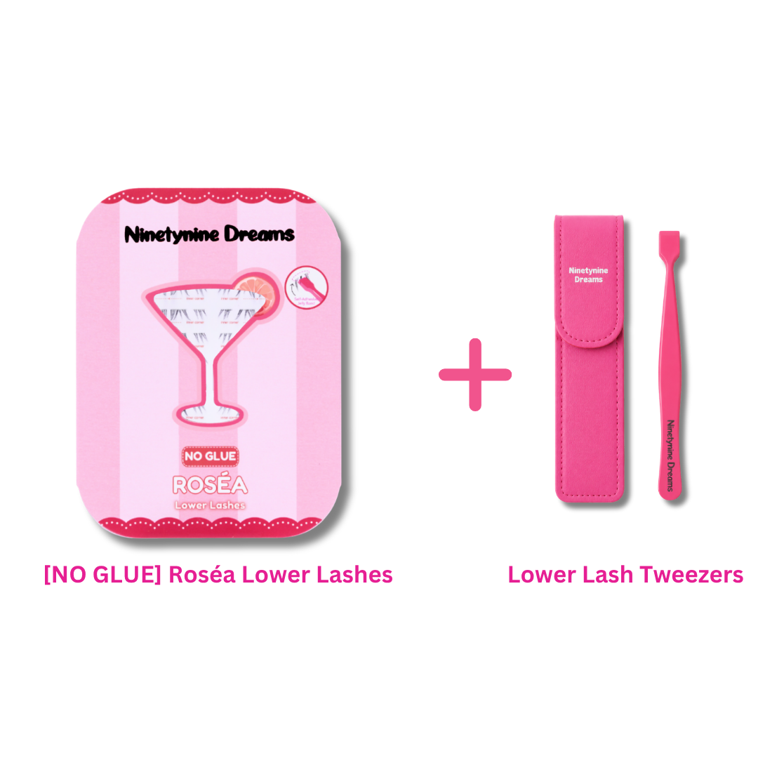 Roséa No Glue Lower Lashes with precision lash tweezers.