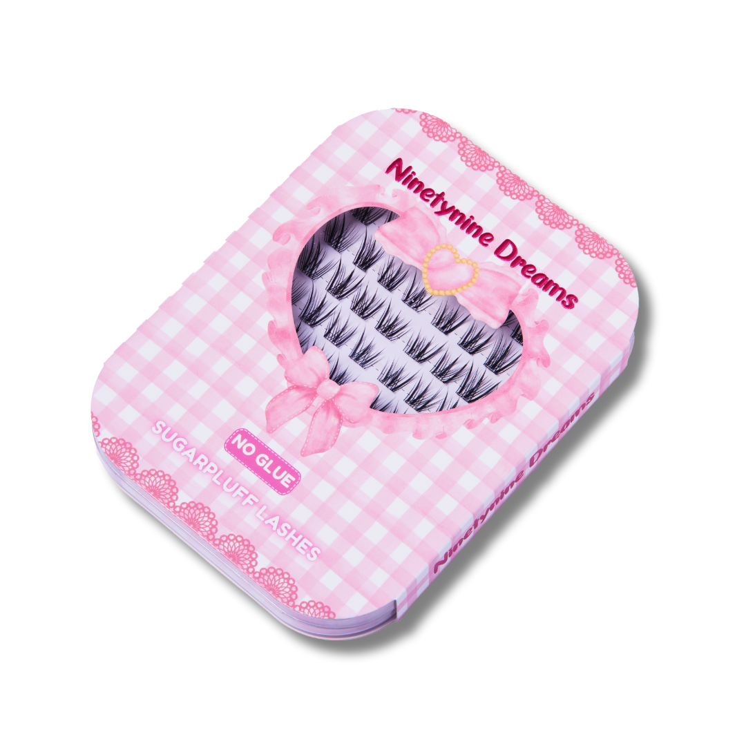 Angled view of No Glue Sugarpluff Lashes packaging
