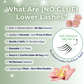 Informational graphic explaining No Glue Melora Lower Lashes and their key features