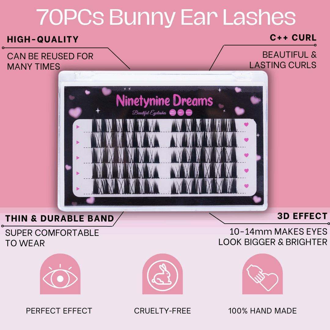 70PCs Bunny Ear Lashes - Ninetynine Dreams